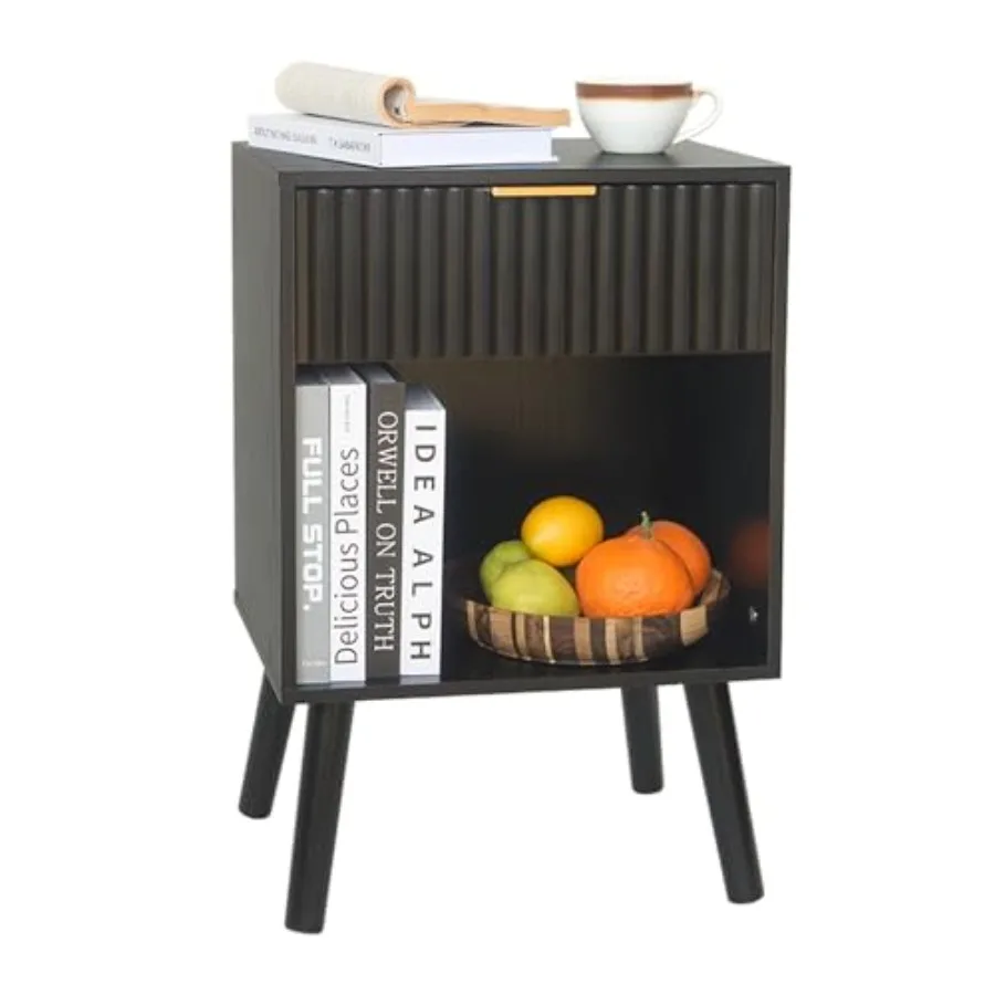 Black Fluted Nightstand with Drawer and Open Storage Modern Solid Wood Leg End Table for Bedroom Living Room Contemporary Bedsi
Black Fluted Nightstand with Drawer and Open Storage Modern Solid Wood Leg End Table for Bedroom Living Room Contemporary Bedsi