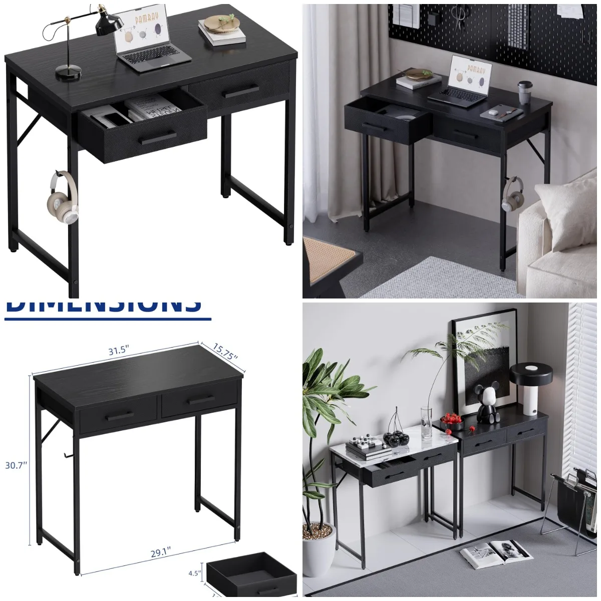 32 Inch Small Computer Desk with 2 Drawers for Bedroom Study Writing Home Office Table for Small Spaces Black
32 Inch Small Computer Desk with 2 Drawers for Bedroom Study Writing Home Office Table for Small Spaces Black