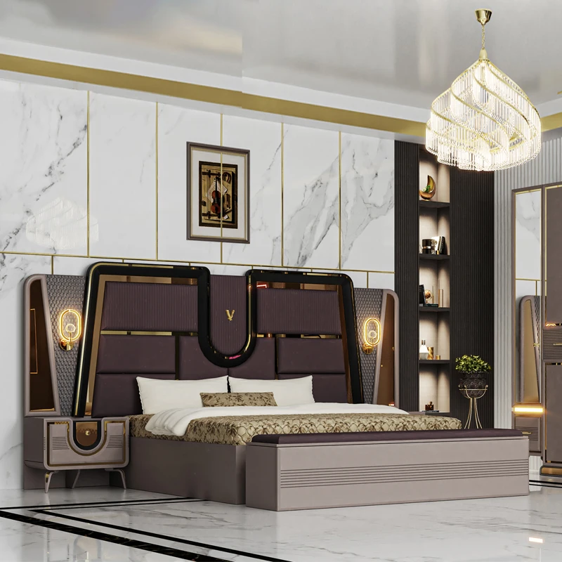 &Chambre a Coucher Luxe Complet Lit Royal Modern King Size Double Bed Home Wooden Luxury Full Bedroom Furniture Set
&Chambre a Coucher Luxe Complet Lit Royal Modern King Size Double Bed Home Wooden Luxury Full Bedroom Furniture Set