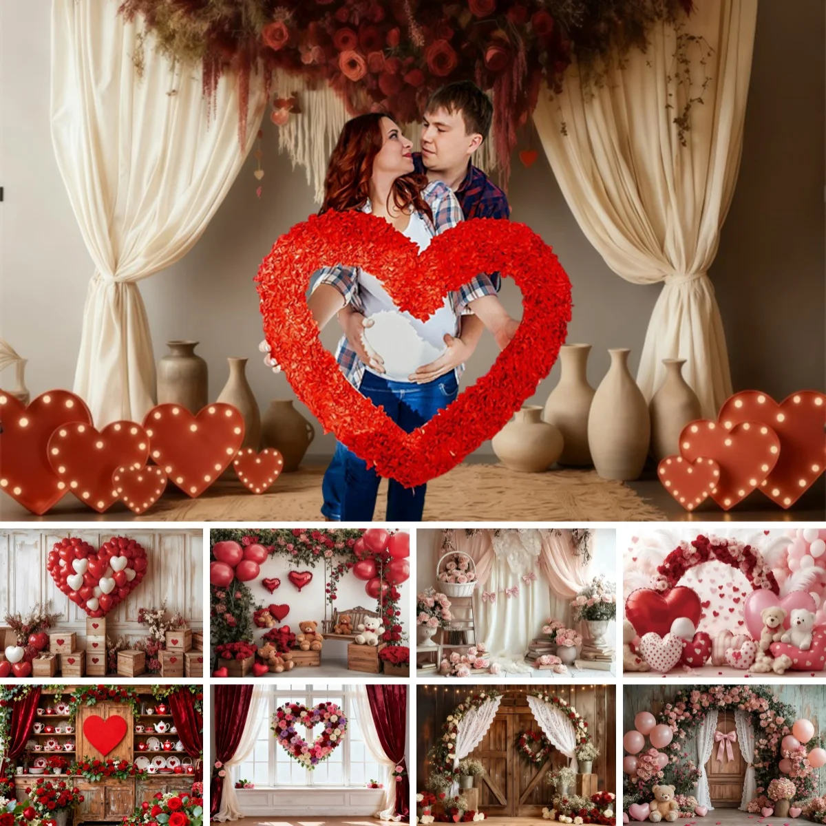 2026 Valentine's Day Photography Backdrop Love Heart Balloon Rose Home Room Decor February 14th Couple Portrait Photo Background
2026 Valentine's Day Photography Backdrop Love Heart Balloon Rose Home Room Decor February 14th Couple Portrait Photo Background