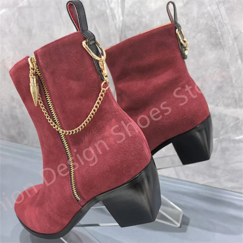 Red suede metal chain cross-strapy men ankle boots low heel side zipper casual shoes men big size 40-47
Red suede metal chain cross-strapy men ankle boots low heel side zipper casual shoes men big size 40-47