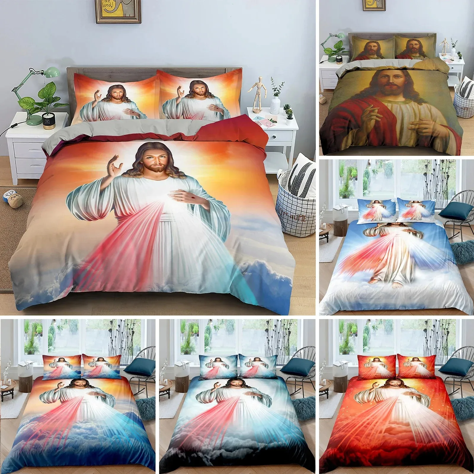 3D Jesus Duvet Cover Christian Sacred Jesus Bedding Set God Bless You Soft Quilt Cover Set KingQueen Size for Adults Women Men
3D Jesus Duvet Cover Christian Sacred Jesus Bedding Set God Bless You Soft Quilt Cover Set KingQueen Size for Adults Women Men