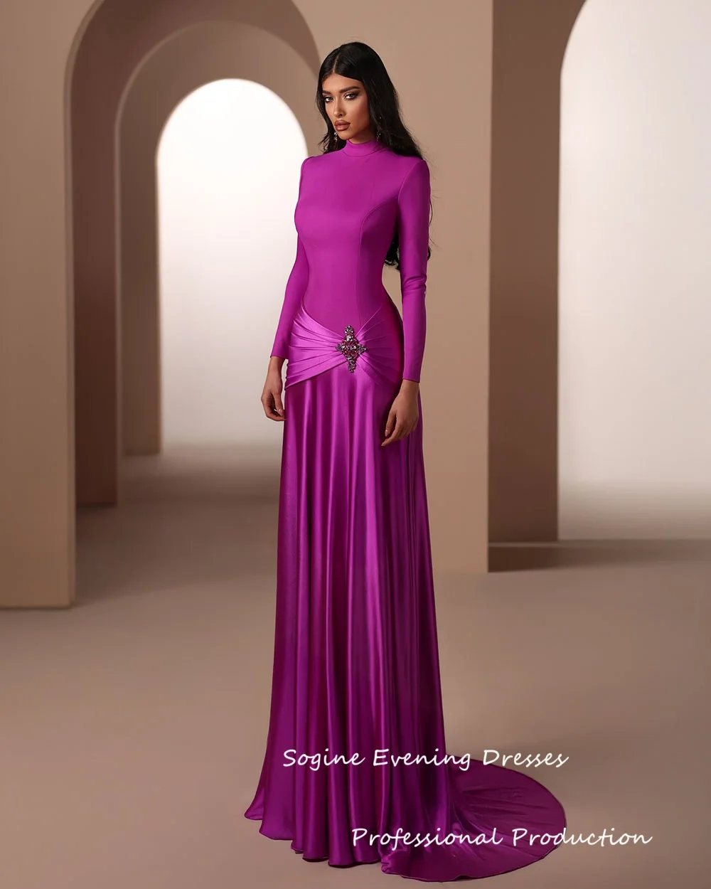 Satin Customized Evening Dresses For Women O-Neck Mermaid فساتين سهرة Pleated Long Sleeve Prom Dress Formal Gown
Satin Customized Evening Dresses For Women O-Neck Mermaid فساتين سهرة Pleated Long Sleeve Prom Dress Formal Gown