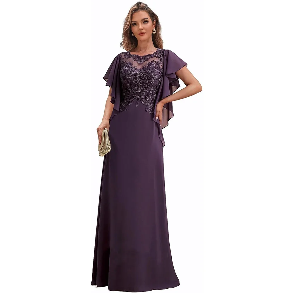Customized Lace Appliquess Mother of The Bride Dresses for Wedding Long Ruffles Short Sleeve Chiffon Formal Evening Gowns
Customized Lace Appliquess Mother of The Bride Dresses for Wedding Long Ruffles Short Sleeve Chiffon Formal Evening Gowns