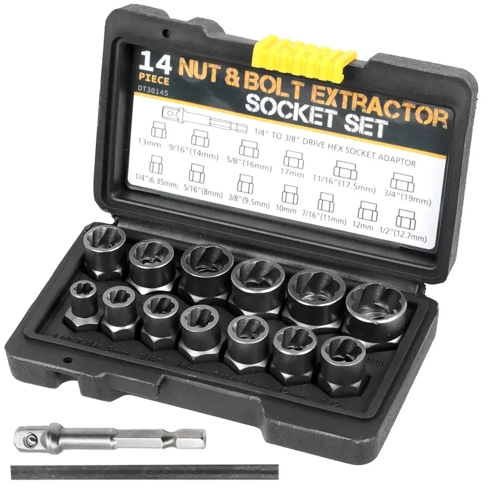 14pcs/box Socket Set Damaged Impact Socket Tool Set Socket Set Nut And Bolt Extractor Impact Bolt & Nut Remover herramientas
14pcs/box Socket Set Damaged Impact Socket Tool Set Socket Set Nut And Bolt Extractor Impact Bolt & Nut Remover herramientas