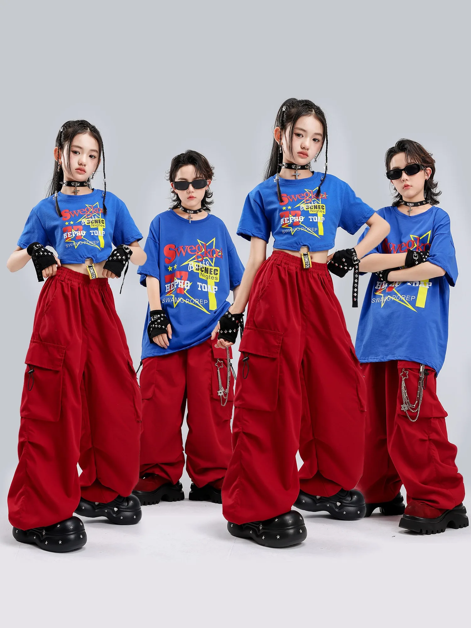 Children Street Dance Clothes Boys Girls Short Sleeved T Shirt Red Cargo Pants Hip Hop Practice Clothing Jazz Costume BL19296
Children Street Dance Clothes Boys Girls Short Sleeved T Shirt Red Cargo Pants Hip Hop Practice Clothing Jazz Costume BL19296