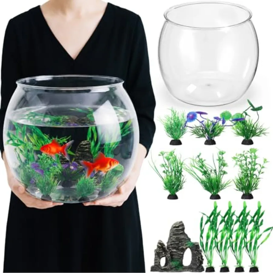 12 Pcs 5 Gallon Large Fish Tank Plastic Fish Bowl Shatterproof with Aquarium Decor Artificial Plastic Plant and Rock Cave Goldf
12 Pcs 5 Gallon Large Fish Tank Plastic Fish Bowl Shatterproof with Aquarium Decor Artificial Plastic Plant and Rock Cave Goldf