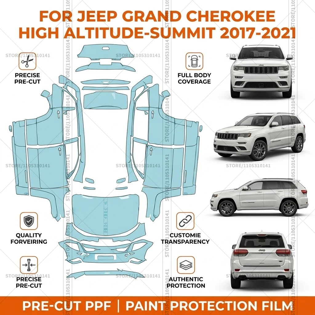 Pre-Cut Paint Protection Film PPF Transparent Bumper Clear Bra Car Film For Jeep Grand Cherokee High Altitude-Summit 2017-2021
Pre-Cut Paint Protection Film PPF Transparent Bumper Clear Bra Car Film For Jeep Grand Cherokee High Altitude-Summit 2017-2021