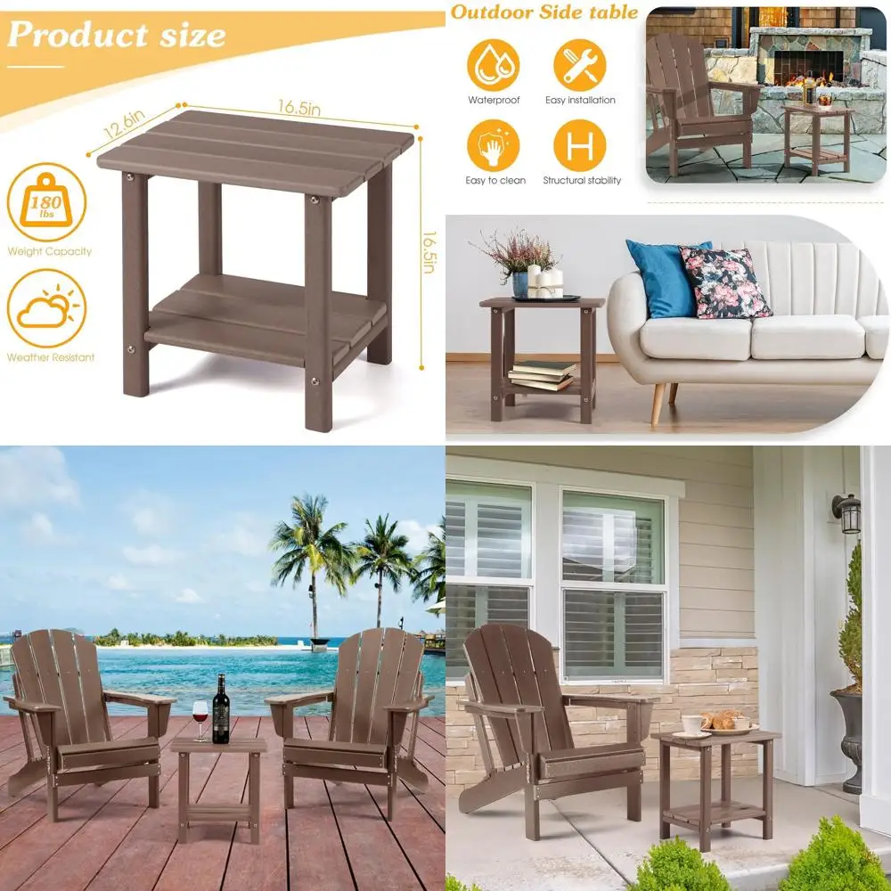 Durable 2-Tier Adirondack Patio Side Table, Weatherproof Outdoor End Table, 16.5 Ideal for Pool, Porch, Deck
Durable 2-Tier Adirondack Patio Side Table, Weatherproof Outdoor End Table, 16.5 Ideal for Pool, Porch, Deck