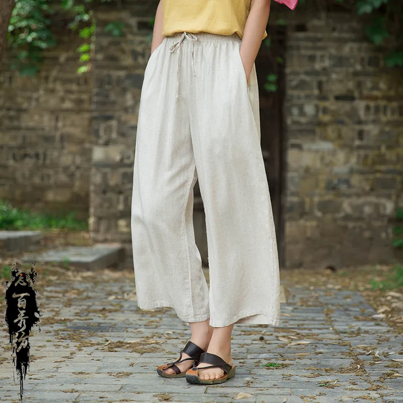Spring/Summer New Wide-leg Pants: Loose, Thin, Artistic Yoga Travel Linen Culottes
Spring/Summer New Wide-leg Pants: Loose, Thin, Artistic Yoga Travel Linen Culottes