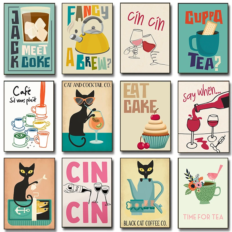 Retro Kitchen Drinks Posters Cuppa Tea Prints Wine Happy Hour Prints Party Canvas Painting Wall Pictures Home Living Room Decor
Retro Kitchen Drinks Posters Cuppa Tea Prints Wine Happy Hour Prints Party Canvas Painting Wall Pictures Home Living Room Decor