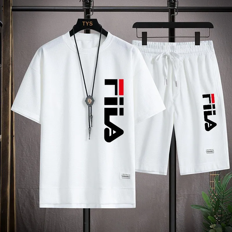 Men's fashion printed T-shirt shorts set, sports and casual comfortable summer waffle set
Men's fashion printed T-shirt shorts set, sports and casual comfortable summer waffle set