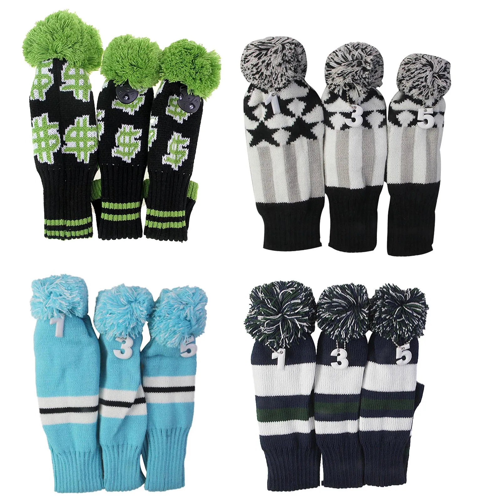 3Pcs/Set Golf Club Head Cover Long Neck Driver Fairway Woods Protection Color Block Knitted Headcover
3Pcs/Set Golf Club Head Cover Long Neck Driver Fairway Woods Protection Color Block Knitted Headcover
