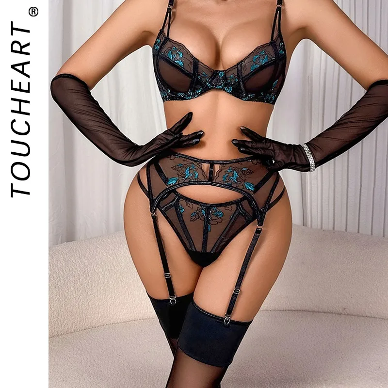 Toucheart 5PCS Lace Embroidery Floral See-through Sexy Interesting Underwear Patchwork Slim Hollow Out Backless Mesh Sexy Set 
Toucheart 5PCS Lace Embroidery Floral See-through Sexy Interesting Underwear Patchwork Slim Hollow Out Backless Mesh Sexy Set