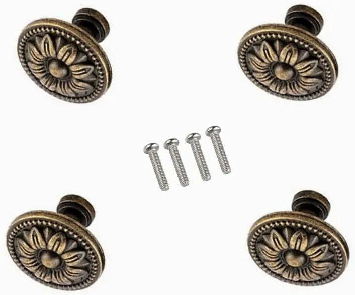 Pull Handle Metal Flower Shape Cabinet Drawer Door Knob Bronze Tone Pack of 4
Pull Handle Metal Flower Shape Cabinet Drawer Door Knob Bronze Tone Pack of 4
