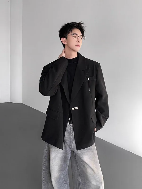 TANGZ Studio Men's Casual Loose Fit Metal Design Shoulder Padded Suit Jacket Youthful Korean Style Polyester Fiber Long Sleeve
TANGZ Studio Men's Casual Loose Fit Metal Design Shoulder Padded Suit Jacket Youthful Korean Style Polyester Fiber Long Sleeve