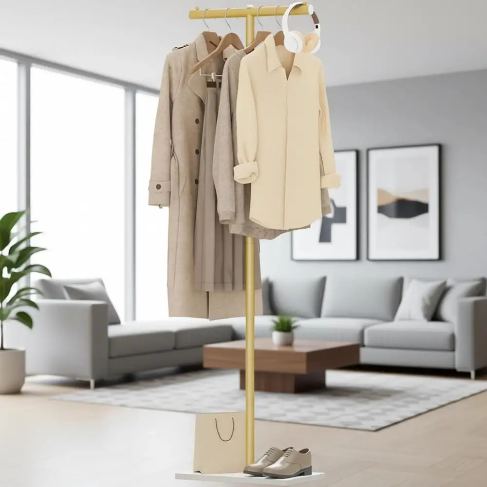 Stylish T-Shaped Coat Rack with Rock Base, Heavy-Duty Metal, 68.9 Tall, Suitable for Hallway or Entryway, Yellow
Stylish T-Shaped Coat Rack with Rock Base, Heavy-Duty Metal, 68.9 Tall, Suitable for Hallway or Entryway, Yellow