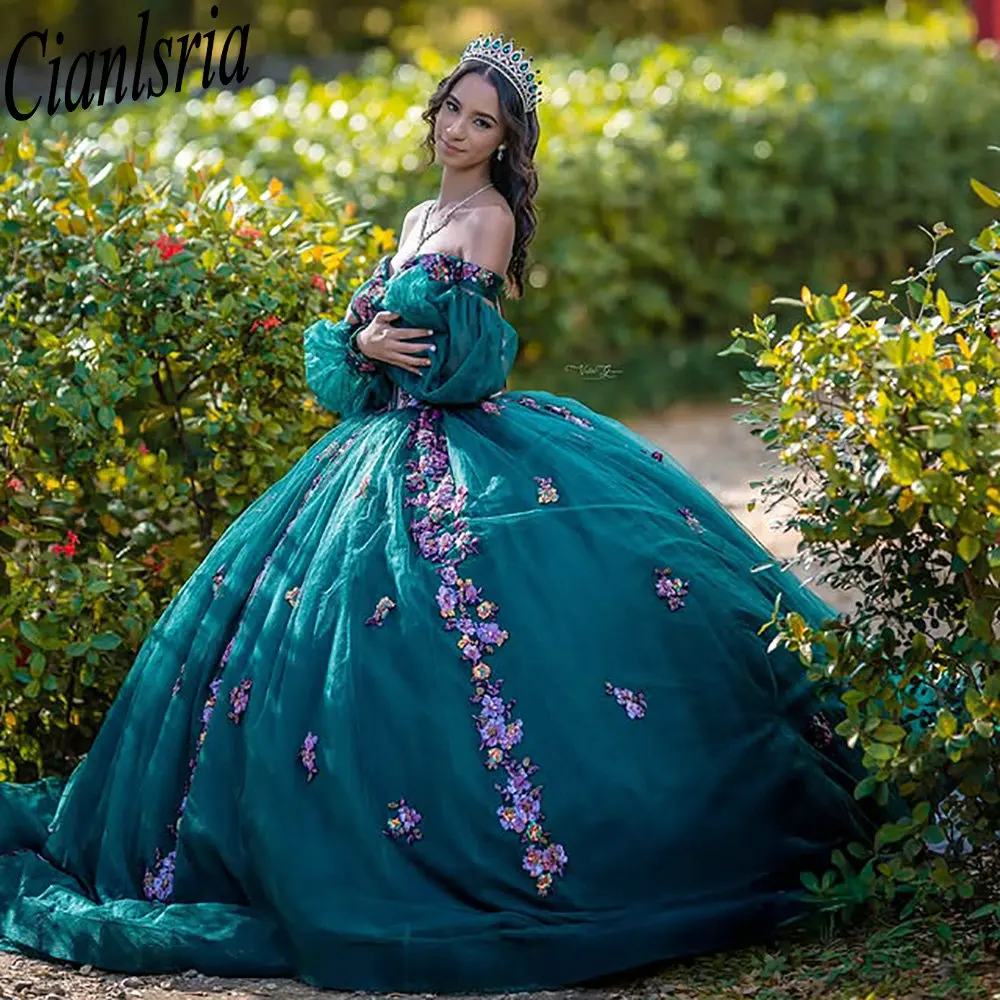 Изумрудно-зеленое платье Quinceanera с длинными рукавами, бальное платье с цветочной аппликацией, кружево Sweet 15, мексиканское индивидуальное платье
Изумрудно-зеленое платье Quinceanera с длинными рукавами, бальное платье с цветочной аппликацией, кружево Sweet 15, мексиканское индивидуальное платье