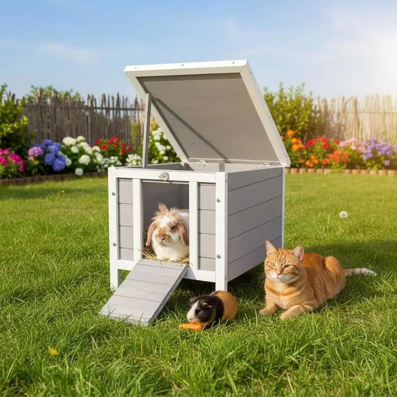 Wooden Rabbit Hutch Outdoor, Guinea Pig Hutch, Rabbit Hideaway, Cat House, Bunny Cage Small Animal House 51 x 42 x 43 cm, Grey
Wooden Rabbit Hutch Outdoor, Guinea Pig Hutch, Rabbit Hideaway, Cat House, Bunny Cage Small Animal House 51 x 42 x 43 cm, Grey