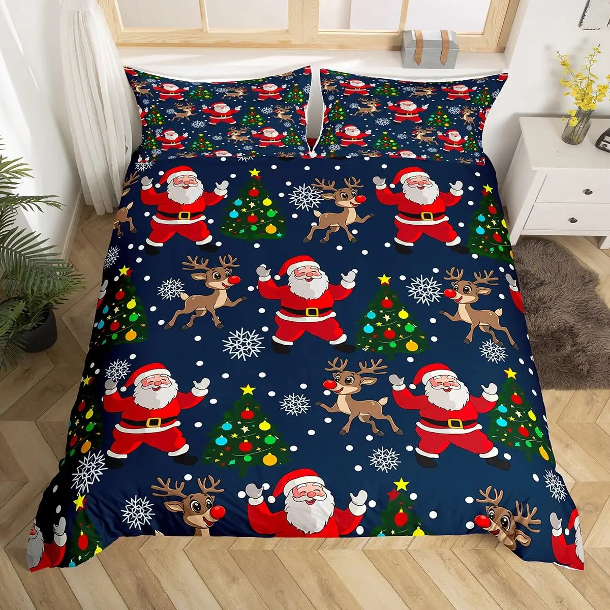 Santa Claus Comforter Cover Kawaii Cartoon Reindeer Elk Deer Duvet Cover for Child Teen New Year Gift Christmas Tree Bedding Set
Santa Claus Comforter Cover Kawaii Cartoon Reindeer Elk Deer Duvet Cover for Child Teen New Year Gift Christmas Tree Bedding Set