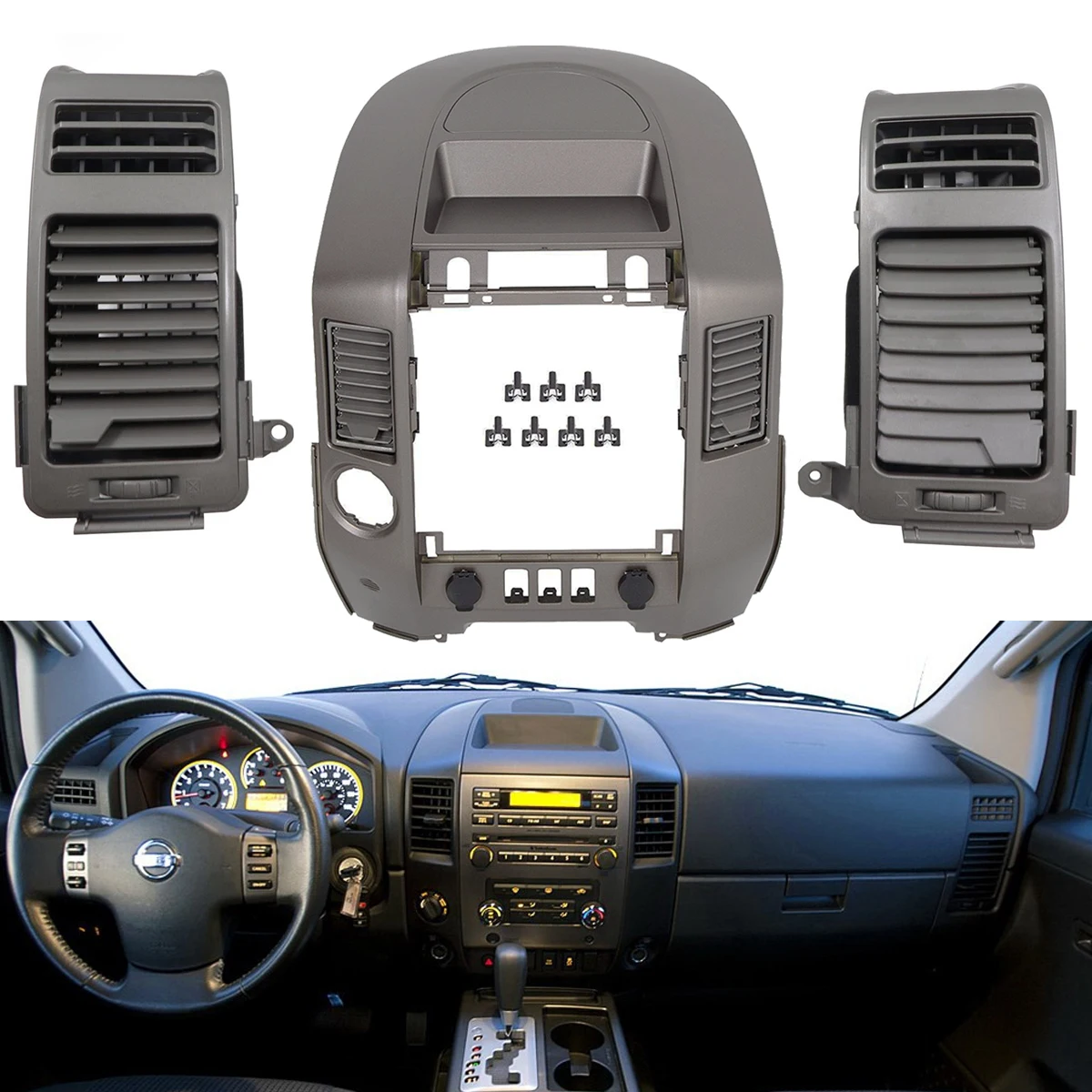 Car Air Conditioning Vent Control For Nissan Titan Armada 2004-2006 No Center Speaker Dash Radio Outlet Panel Button.
Car Air Conditioning Vent Control For Nissan Titan Armada 2004-2006 No Center Speaker Dash Radio Outlet Panel Button.