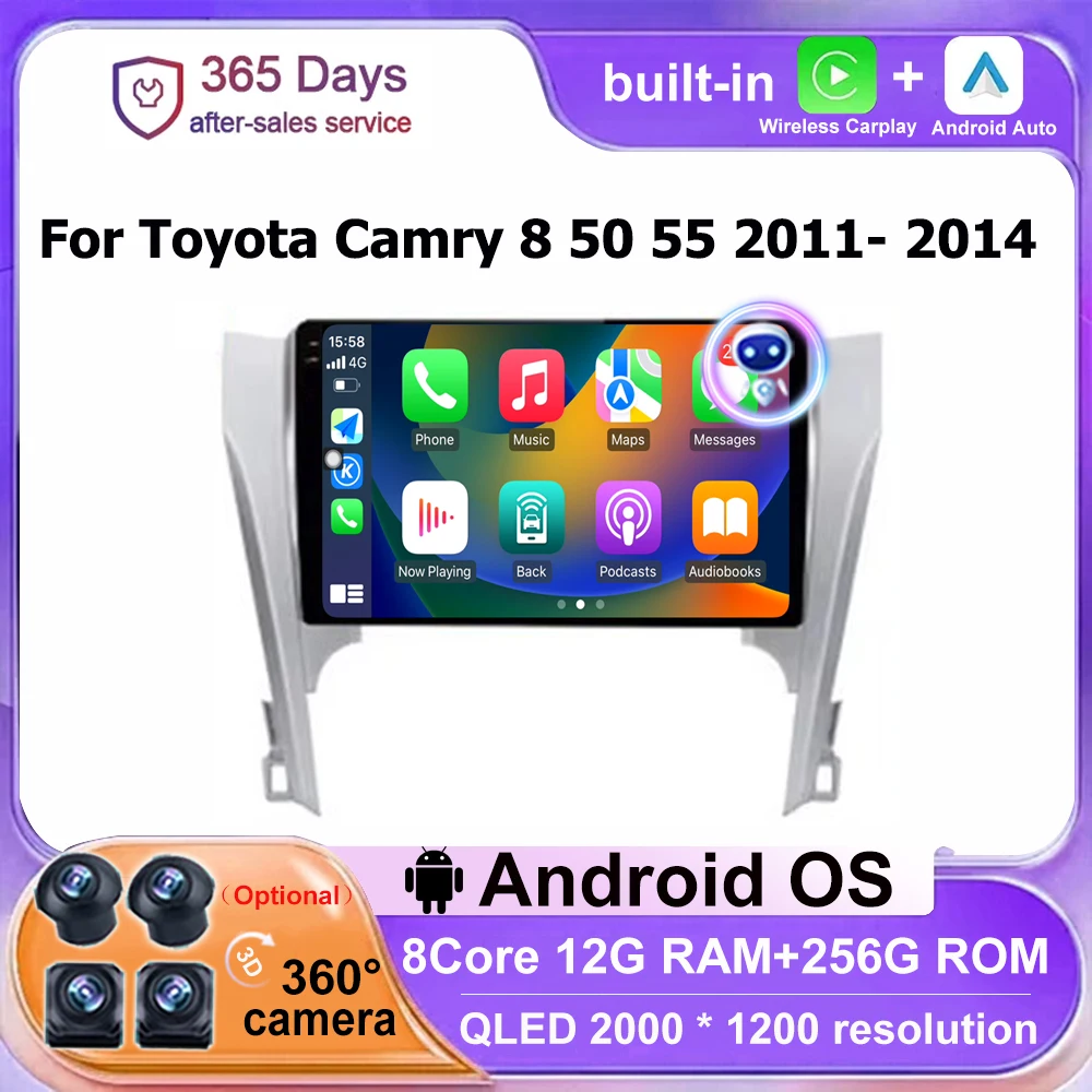 Wireless Carplay Androi Auto For Toyota Camry 8 50 55 2011- 2014 Car Radio Multimedia Stereo Player GPS Navigation Touch Screen
Wireless Carplay Androi Auto For Toyota Camry 8 50 55 2011- 2014 Car Radio Multimedia Stereo Player GPS Navigation Touch Screen