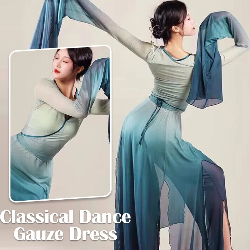 Women Fairy Classical Dance Body Rhyme Tops Gradient Elegant Split Skirt Chinese Folk Dance Shirts Practice Performance Costume
Women Fairy Classical Dance Body Rhyme Tops Gradient Elegant Split Skirt Chinese Folk Dance Shirts Practice Performance Costume