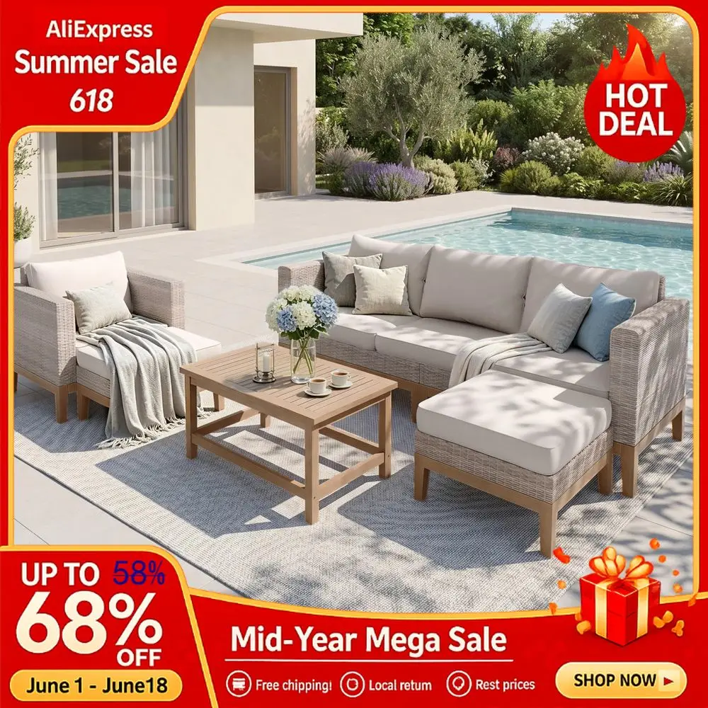 Patio Furniture Set, 5Piece Wicker Patio Conversation Set,Rattan Outdoor Sectional Sofas Ottomans amp Wooden Coffee Table,Custom
Patio Furniture Set, 5Piece Wicker Patio Conversation Set,Rattan Outdoor Sectional Sofas Ottomans amp Wooden Coffee Table,Custom