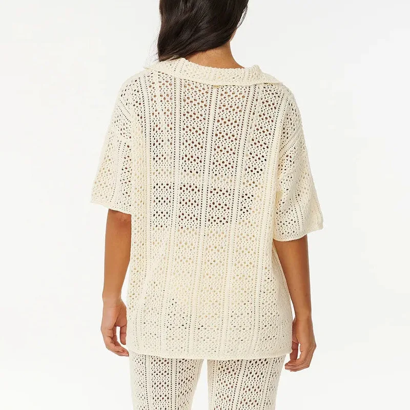 2025 Spring And Summer New Beach Clothes Casual Set Knitted Solid Pullovers Color Hollow Short Sleeve Pants For Women
2025 Spring And Summer New Beach Clothes Casual Set Knitted Solid Pullovers Color Hollow Short Sleeve Pants For Women