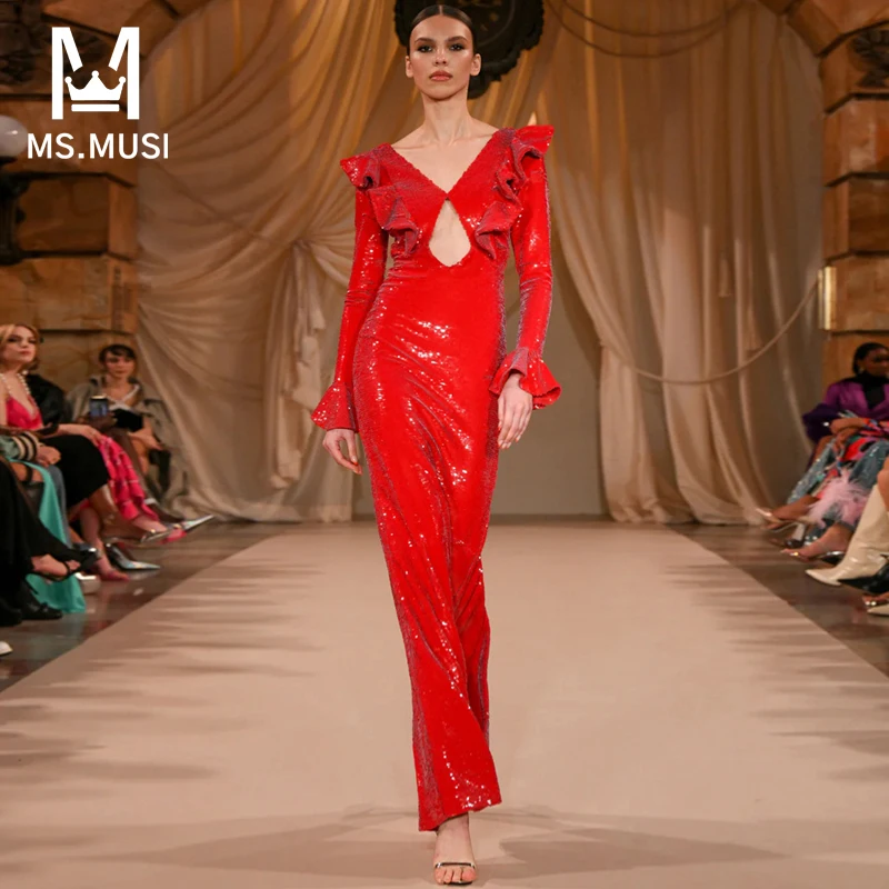 MSMUSI 2024 New Fashion Women Sexy Sequins Hollow Out Ruffles Flare Long Sleeve Backless Bodycon Party Club Event Maxi Dress
MSMUSI 2024 New Fashion Women Sexy Sequins Hollow Out Ruffles Flare Long Sleeve Backless Bodycon Party Club Event Maxi Dress