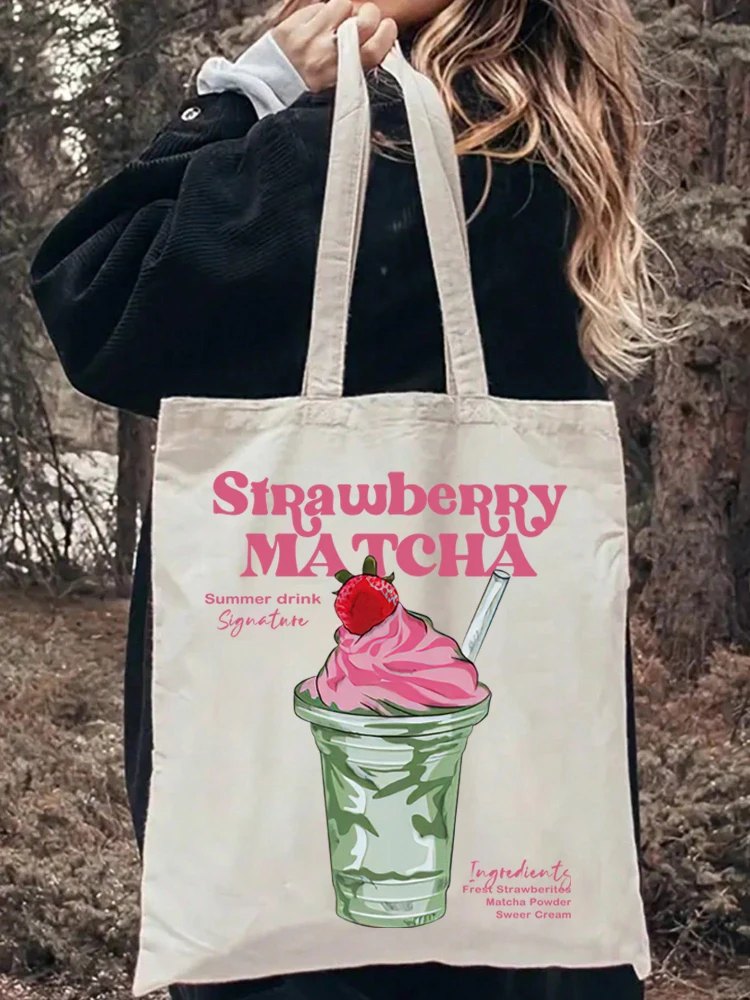 1pcs Strawberry Matcha Pattern Tote Bag Girls Canvas Shoulder Bags Harajuku Travel Handbag Printed Book Bag Eco Shopping Bags
1pcs Strawberry Matcha Pattern Tote Bag Girls Canvas Shoulder Bags Harajuku Travel Handbag Printed Book Bag Eco Shopping Bags