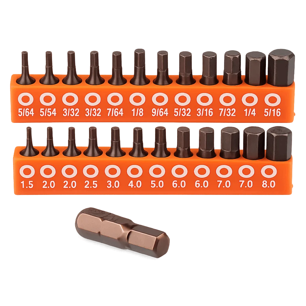 24pcs Imperial and Metric Hex Bit Set 1/4 Shank 25mm Length Hex Key Drill Bit Set Hex Shank Drill Bits Power Tool Use
24pcs Imperial and Metric Hex Bit Set 1/4 Shank 25mm Length Hex Key Drill Bit Set Hex Shank Drill Bits Power Tool Use