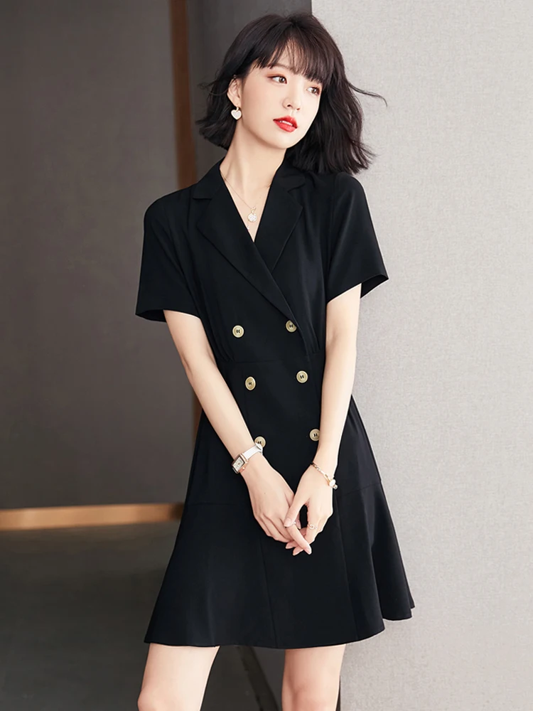 Vintage Elegant Suit Dress Women Summer New Temperament Dresses Femme Slimming Short Sleeved Dress
Vintage Elegant Suit Dress Women Summer New Temperament Dresses Femme Slimming Short Sleeved Dress