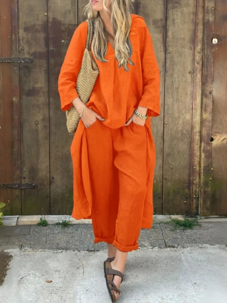 Loose Casual Long Sleeve Oversized 2 Piece Set Women Spring Summer Fashion Irregular Long Top + Wide-leg Pants Two Piece Outfit
Loose Casual Long Sleeve Oversized 2 Piece Set Women Spring Summer Fashion Irregular Long Top + Wide-leg Pants Two Piece Outfit
