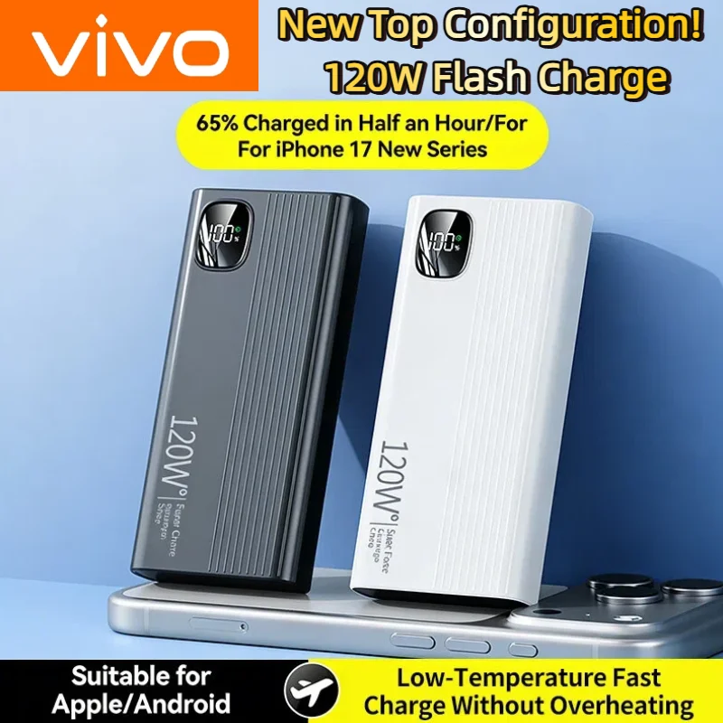 VIVO 50000 мАч Power Bank высокой емкости 120 Вт сверхбыстрая зарядка Power Bank портативное зарядное устройство для iPhone Xiaomi Samsung
VIVO 50000 мАч Power Bank высокой емкости 120 Вт сверхбыстрая зарядка Power Bank портативное зарядное устройство для iPhone Xiaomi Samsung