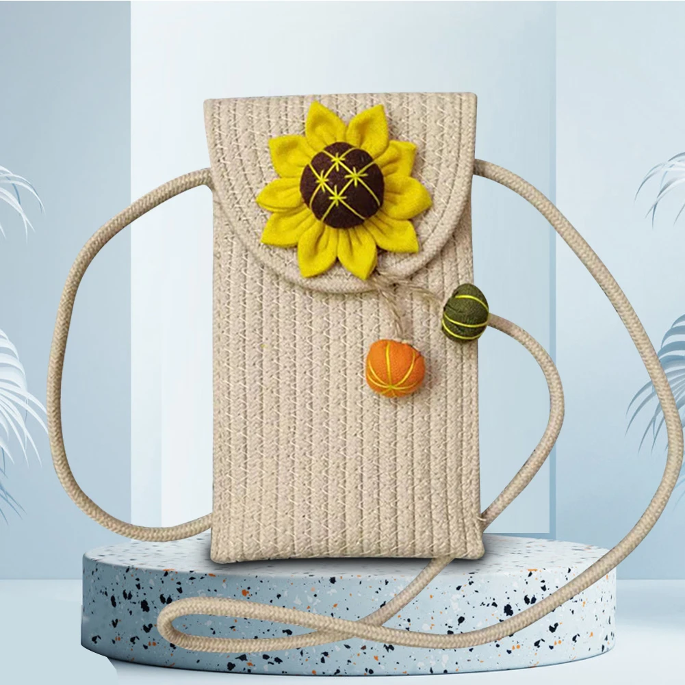 Ladies Knitted Messenger Shoulder Bag Mini Cross-body Mobile Phone Bag Cute Sunflower Braids Handbag Handmade Woven Coin Purse
Ladies Knitted Messenger Shoulder Bag Mini Cross-body Mobile Phone Bag Cute Sunflower Braids Handbag Handmade Woven Coin Purse