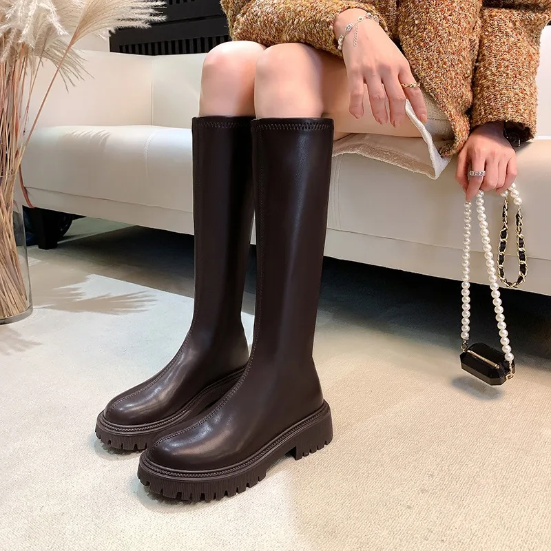 Women's Brown Knee High Boots, Round Toe Back Zip Shoes, Chunky Heel PU Leather Footwear, 2026 Winter Ladies Riding Boots
Women's Brown Knee High Boots, Round Toe Back Zip Shoes, Chunky Heel PU Leather Footwear, 2026 Winter Ladies Riding Boots
