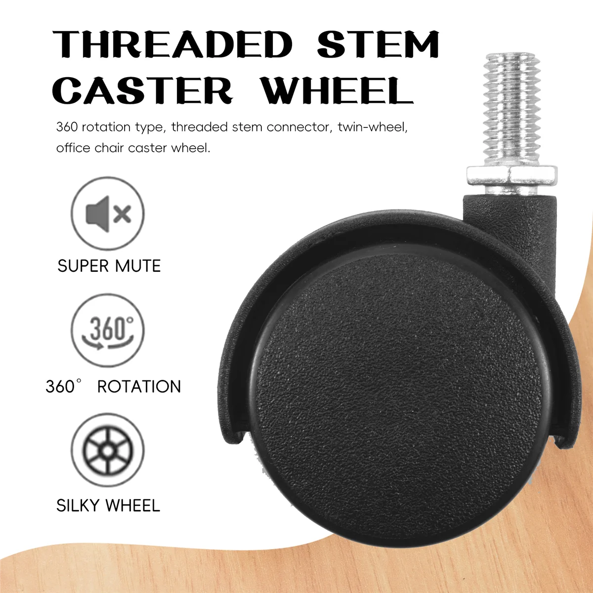 Plastic Swivel Caster 8mm Screw Stem 1.5-inch Dia Wheel 4 Pcs Black LPY
Plastic Swivel Caster 8mm Screw Stem 1.5-inch Dia Wheel 4 Pcs Black LPY