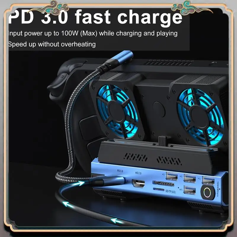 Durable 10-In-1 Type-C Game Docking Station For Steam Deckrog Ally/Switch M.2 Pcie Nvme Hard Disk Box,USB C HUB 4K60HZ Dual Fan
Durable 10-In-1 Type-C Game Docking Station For Steam Deckrog Ally/Switch M.2 Pcie Nvme Hard Disk Box,USB C HUB 4K60HZ Dual Fan