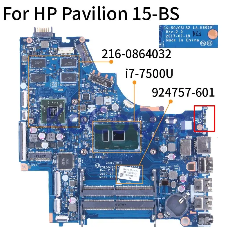 Материнская плата для ноутбука HP Pavilion 15-BS i7-7500U материнская плата для ноутбука 924757-601 SR341 216-0864032 DDR4
Материнская плата для ноутбука HP Pavilion 15-BS i7-7500U материнская плата для ноутбука 924757-601 SR341 216-0864032 DDR4
