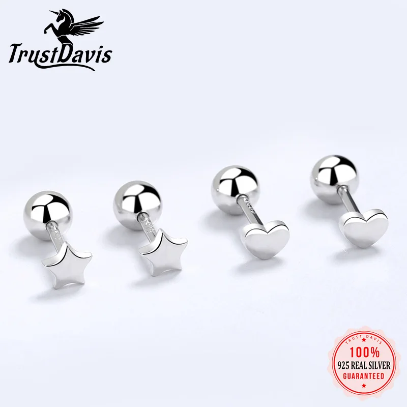 TrustDavis Real 925 Sterling Silver Mini Heart Star Stud Earrings For Women Children Baby Girls Kids Minimalist Jewelry DB1420
TrustDavis Real 925 Sterling Silver Mini Heart Star Stud Earrings For Women Children Baby Girls Kids Minimalist Jewelry DB1420
