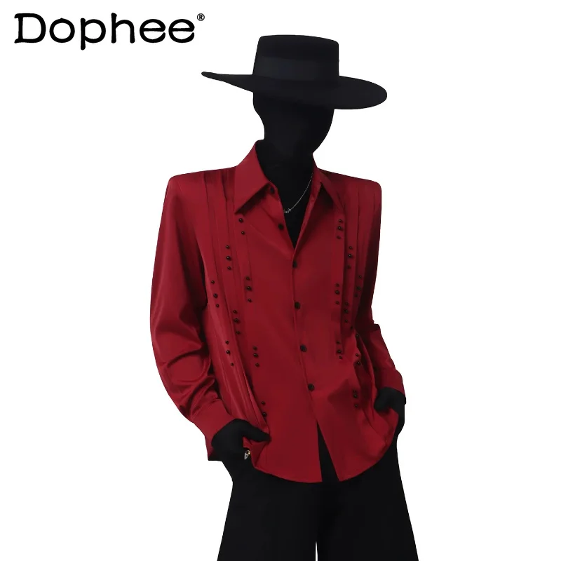 Men's 2026 Four-season Wear Handsome Trendy Tops Loose Shoulder Padded Chiffon Shirts High-end Pleated Beaded Solid Color Shirts
Men's 2026 Four-season Wear Handsome Trendy Tops Loose Shoulder Padded Chiffon Shirts High-end Pleated Beaded Solid Color Shirts
