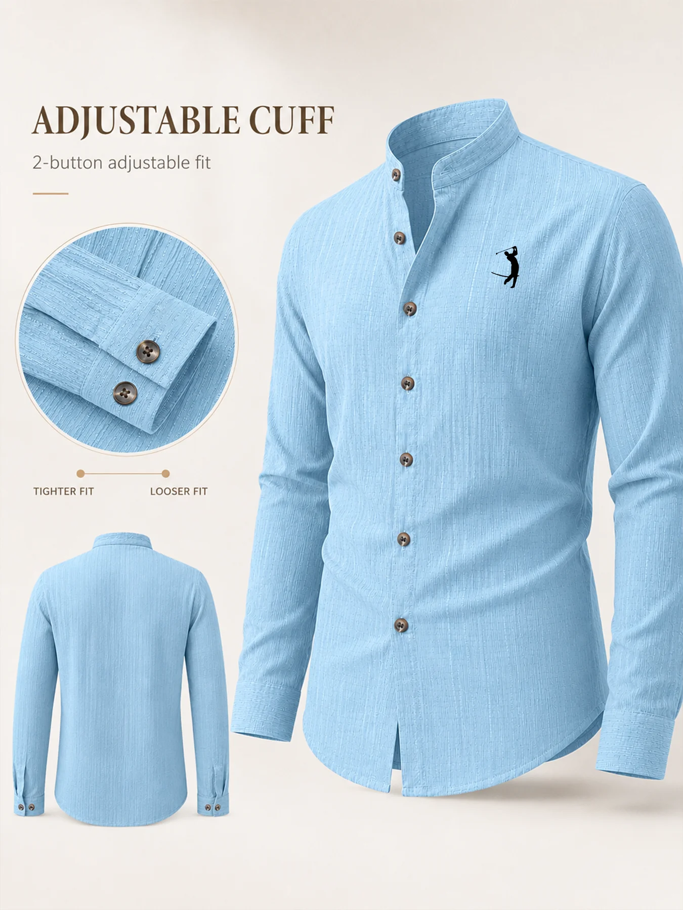 Men Long Sleeve Stand Collar Shirt Adjustable Cuff Chest Print Lightweight Breathable Casual Beach Top
Men Long Sleeve Stand Collar Shirt Adjustable Cuff Chest Print Lightweight Breathable Casual Beach Top