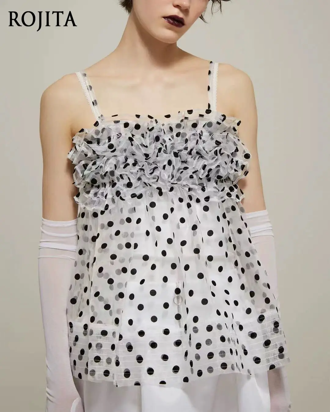 Japanese Black Polka Dot Lace Sling Vest Sweet Sheer Polka Dot Camisole Summer Tiered Ruffle Design Y2k Top
Japanese Black Polka Dot Lace Sling Vest Sweet Sheer Polka Dot Camisole Summer Tiered Ruffle Design Y2k Top
