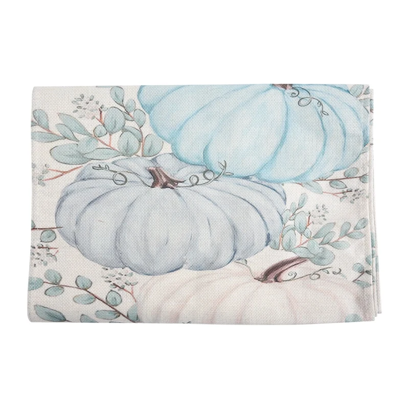 Осенний скатерть-дорожка с листьями эвкалипта и тыквами, осенний декор для кухонного обеденного стола на День Благодарения, для использования в помещении
Осенний скатерть-дорожка с листьями эвкалипта и тыквами, осенний декор для кухонного обеденного стола на День Благодарения, для использования в помещении