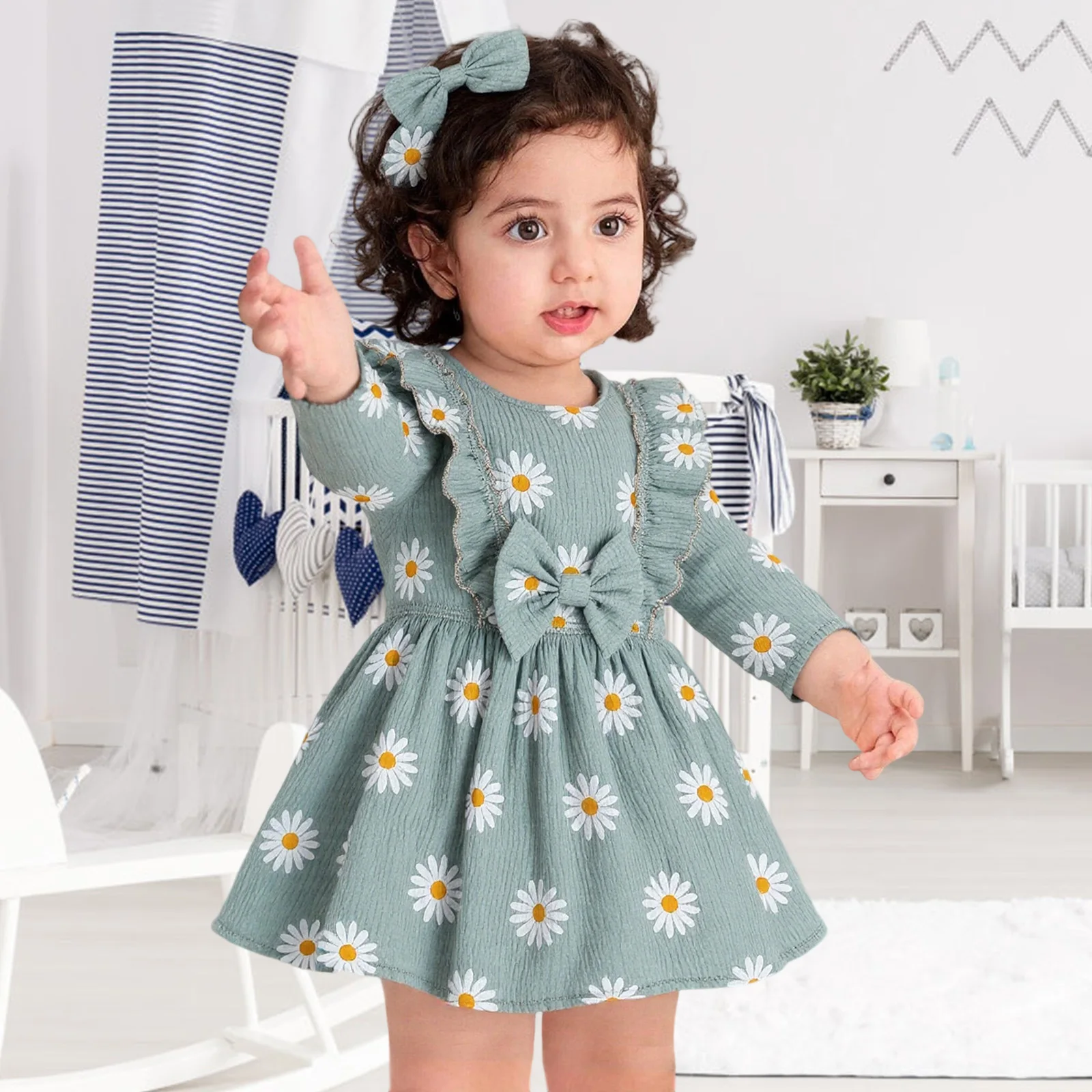Toddler Auutmn Clothes Baby Girl Fall Outfit Daisy Ruffle Trim Long Sleeve Dress and Headband 2 Piece Set
Toddler Auutmn Clothes Baby Girl Fall Outfit Daisy Ruffle Trim Long Sleeve Dress and Headband 2 Piece Set
