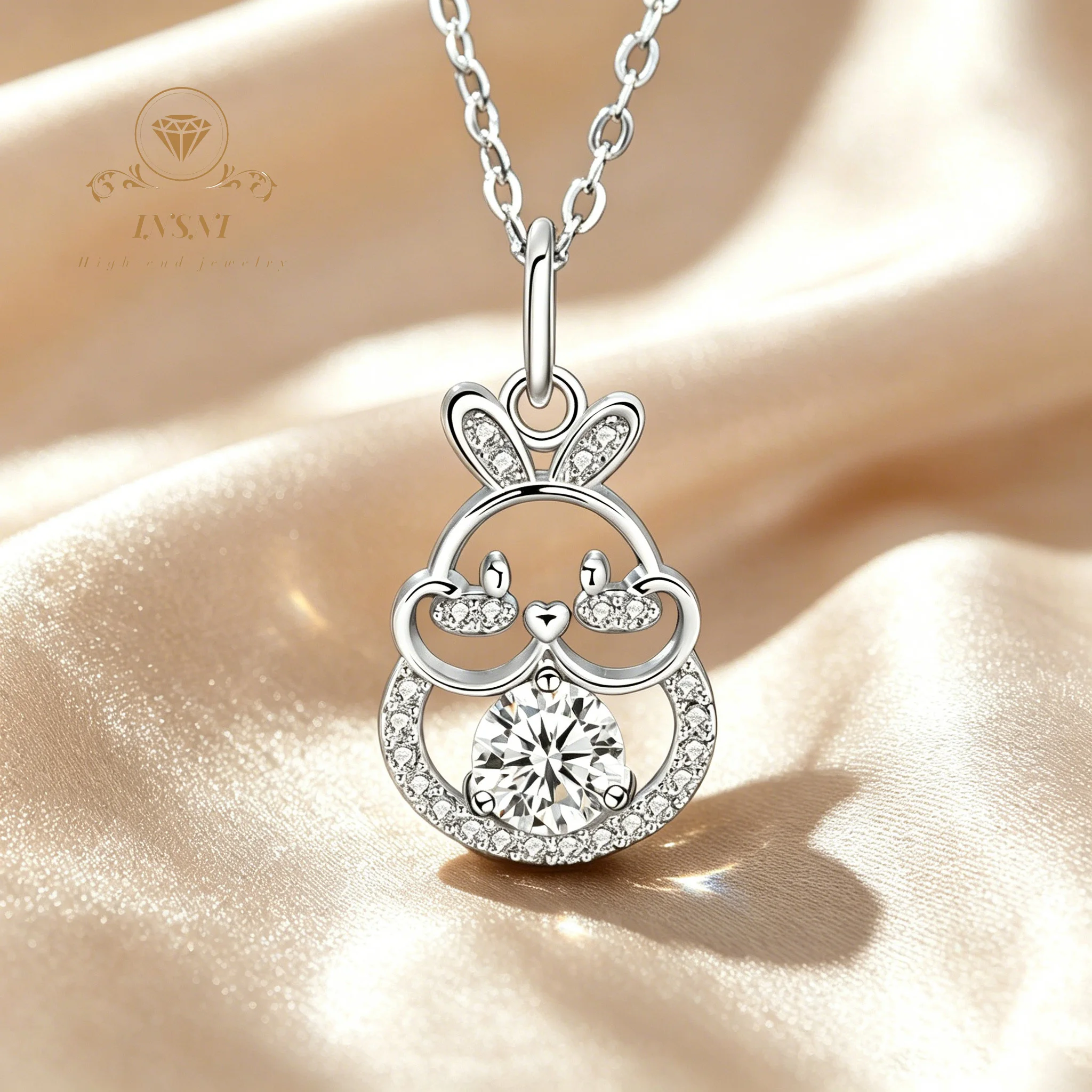 Moissanite Diamond Lucky Rabbit Necklace 925 Sterling Silver Zodiac Rabbit Clavicle Pendant Jewelry Girl Lady Gift Cute Sweet
Moissanite Diamond Lucky Rabbit Necklace 925 Sterling Silver Zodiac Rabbit Clavicle Pendant Jewelry Girl Lady Gift Cute Sweet