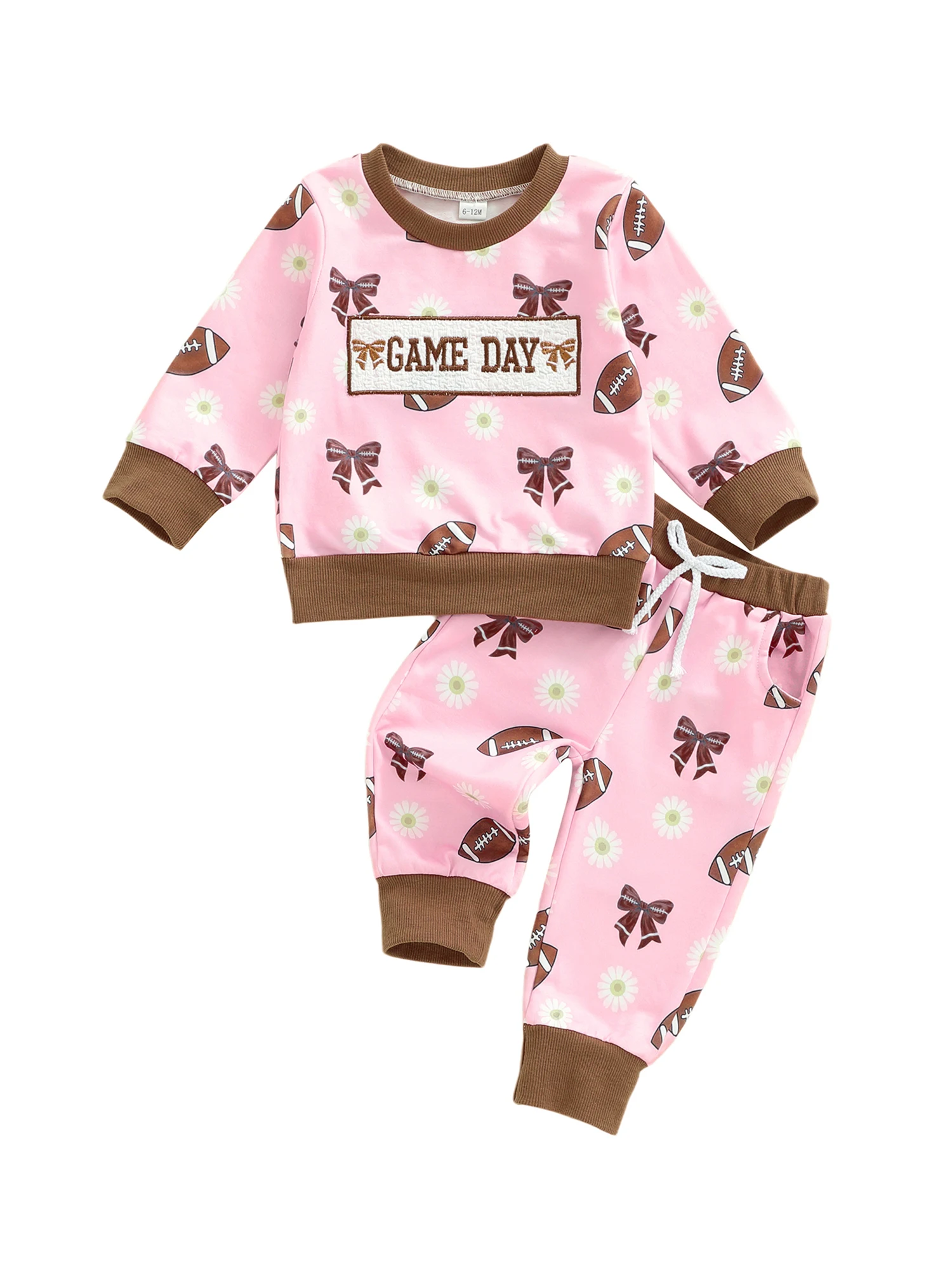 2Pcs Winter Ensemble Infant Girl Cozy Crew Neck Rugby Inspired Print Sweater with Matching Jogger Pants Outfit Set
2Pcs Winter Ensemble Infant Girl Cozy Crew Neck Rugby Inspired Print Sweater with Matching Jogger Pants Outfit Set