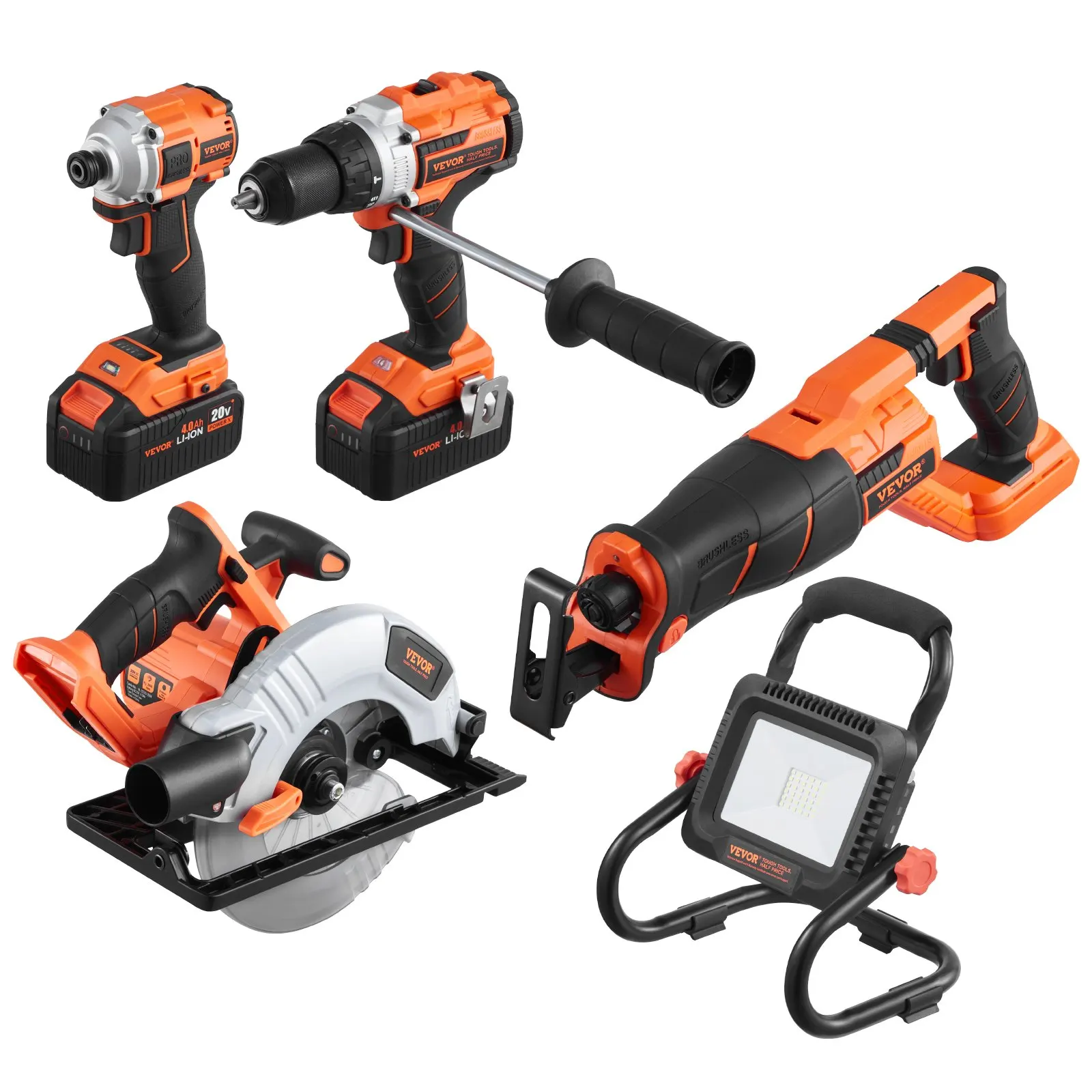 Tool Combo Kit 20V Brushless 5-Tool Cordless Power Tool Combo Kit with Batteries
Tool Combo Kit 20V Brushless 5-Tool Cordless Power Tool Combo Kit with Batteries
