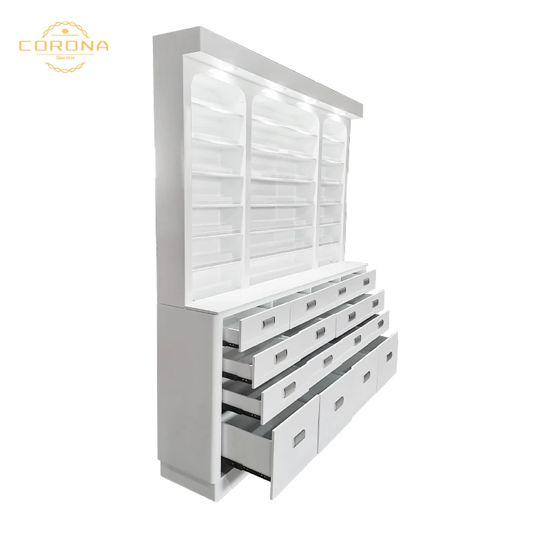 French Style Nail Salon Furniture Manicure Display Stand Racks Cabinet With Led Light
French Style Nail Salon Furniture Manicure Display Stand Racks Cabinet With Led Light